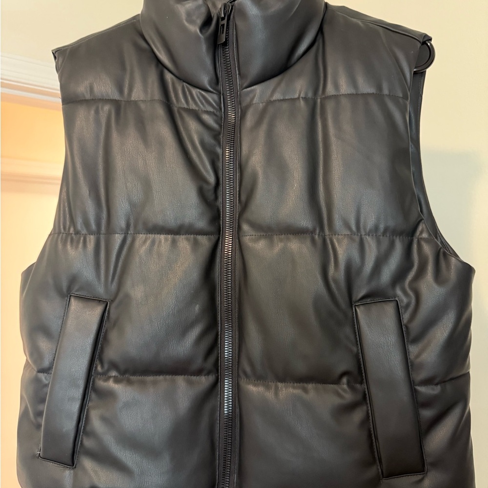 Zara Faux Leather Puffer Vest